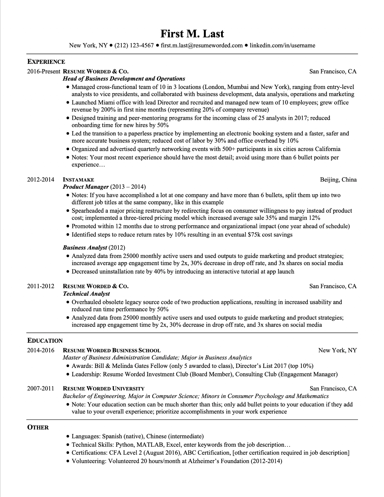 Professional Sample Resume Multiple Positions Same Company