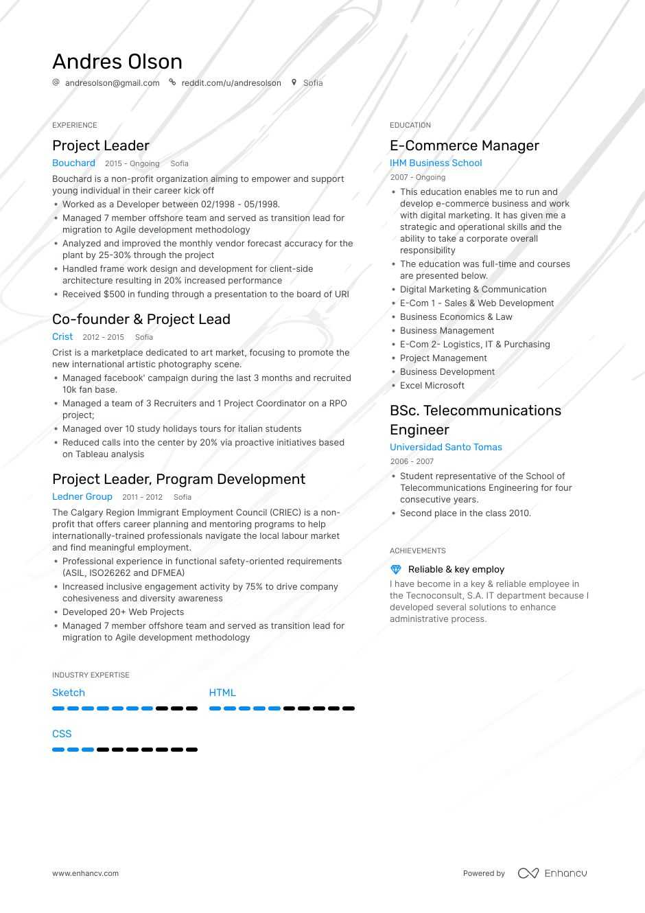 Project Lead Resume Example and guide for 2019
