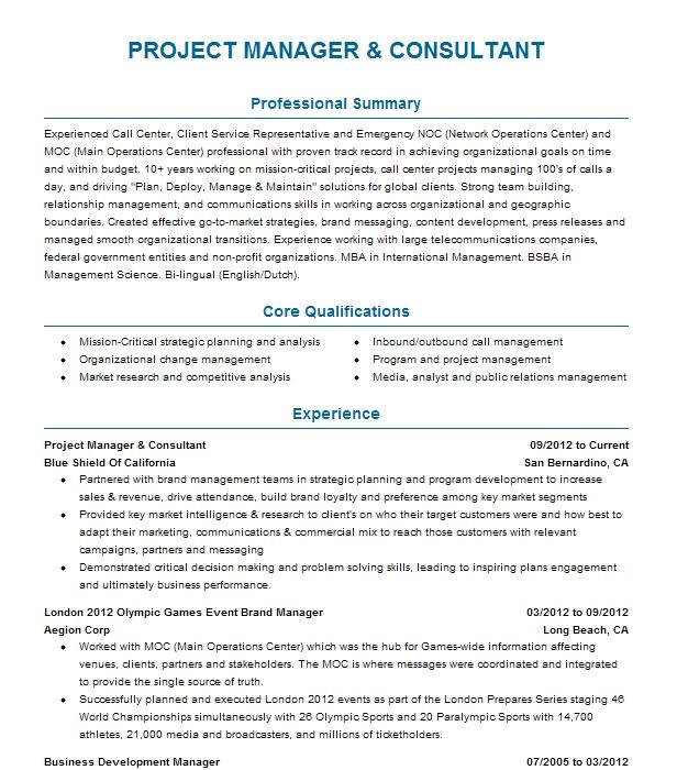 Project Management Consultant Resume / Management Consultant Resume ...
