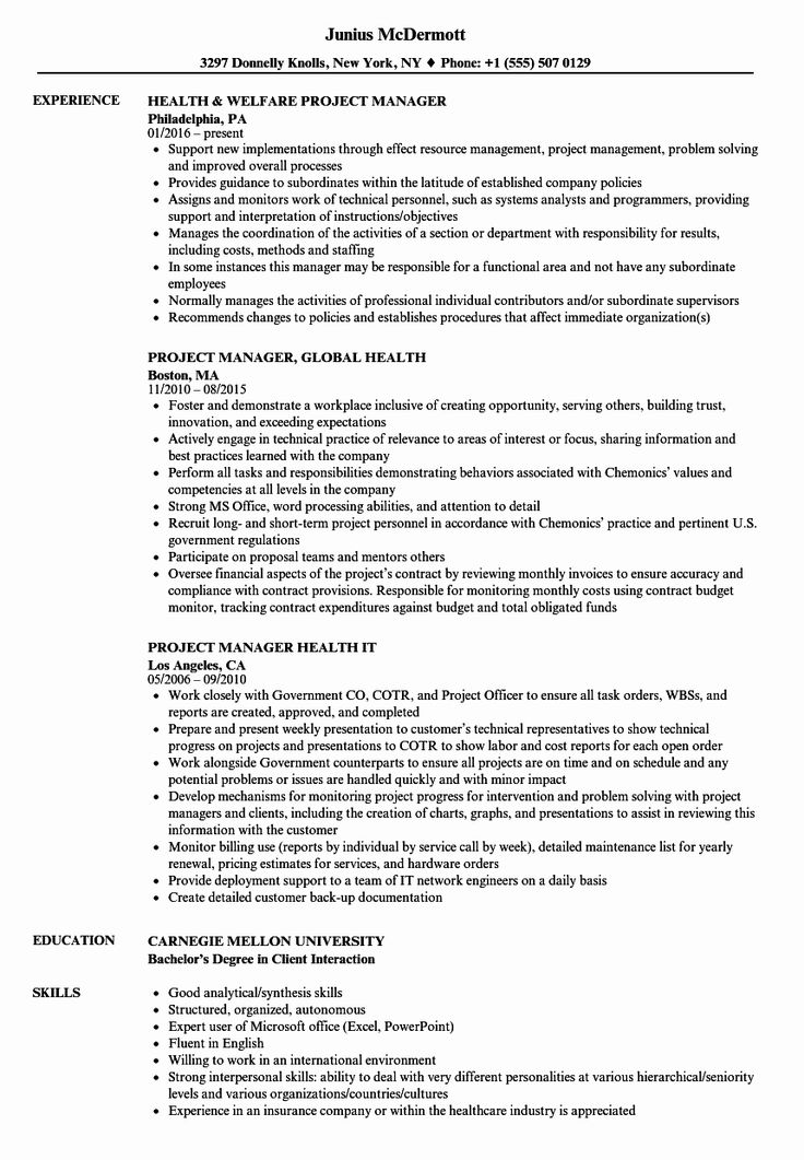 Project Management Job Description Resume Fresh 12 ...