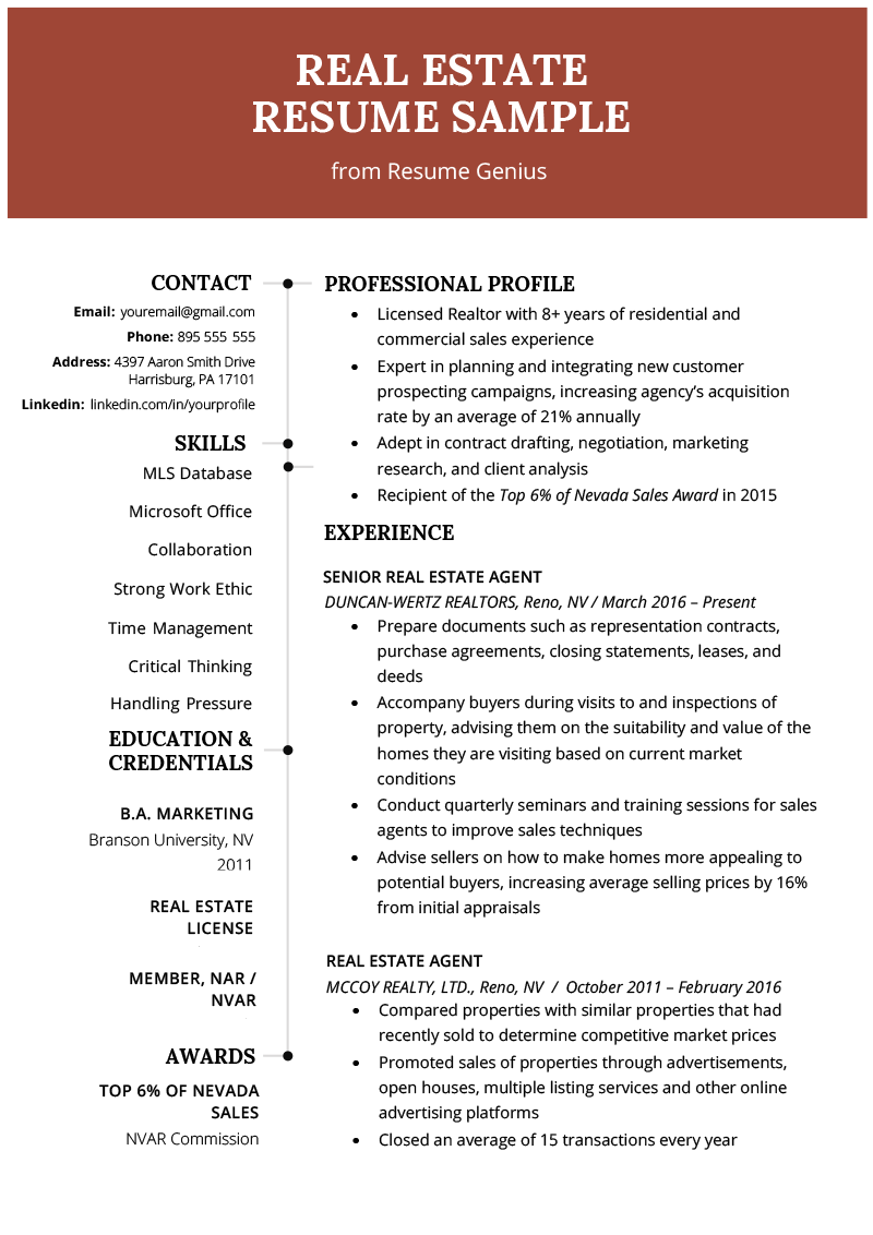 Real Estate Agent Resume &  Writing Guide