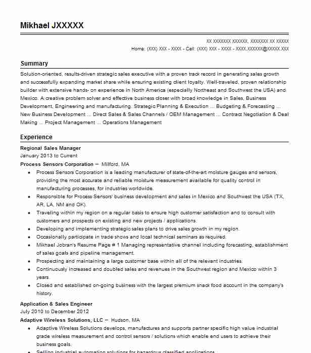 Regional Sales Manager Resume Example Cardiovascular Systems Inc CSI ...
