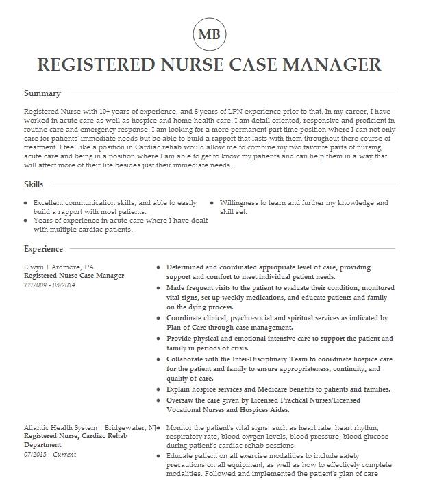 Registered Nurse Hospital Case Manager Resume Example Straub Medical ...