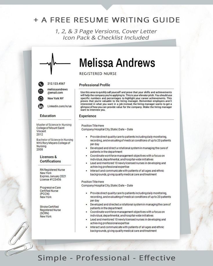 Registered Nurse Resume Template for MS Word Nursing Resume