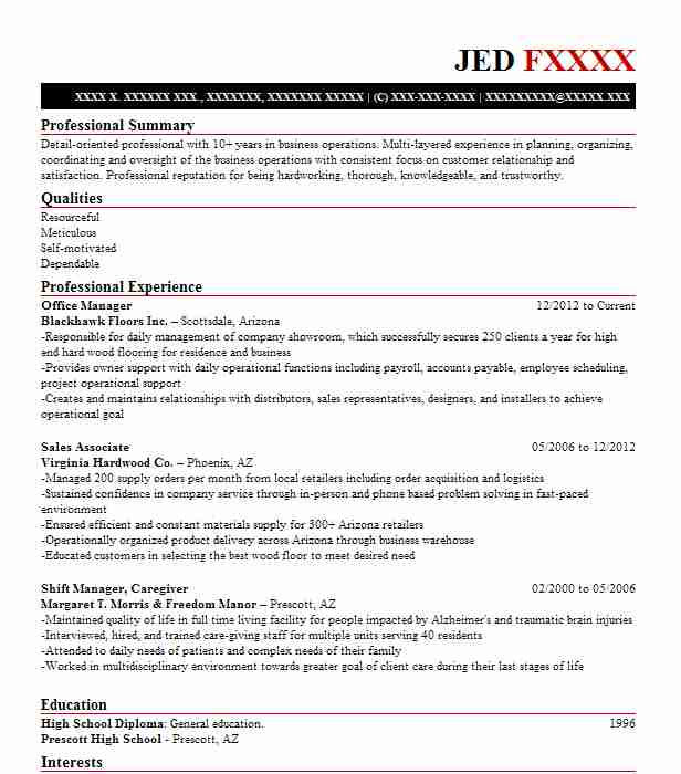 Resume Example For Office Manager