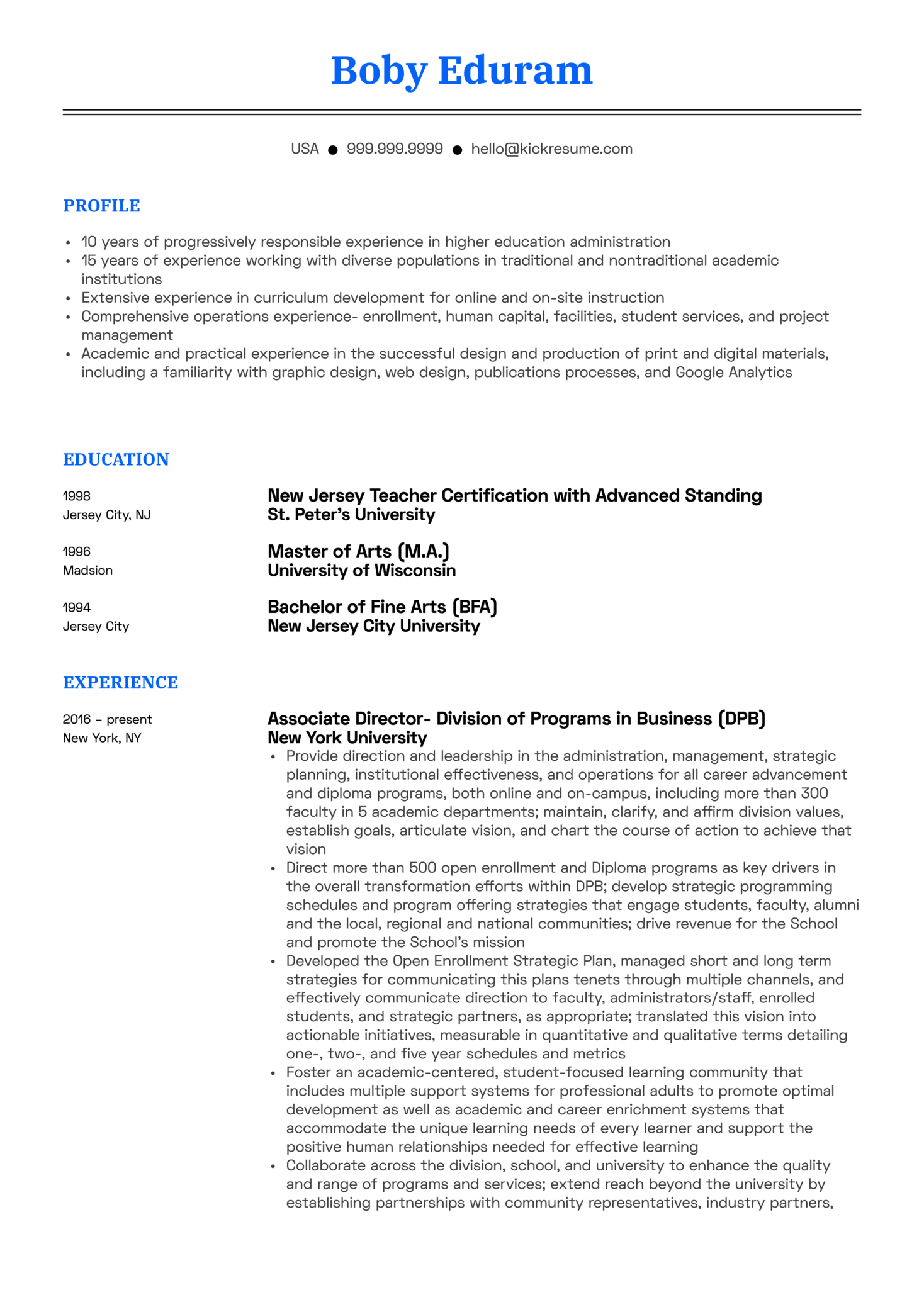 Resume example for older adults