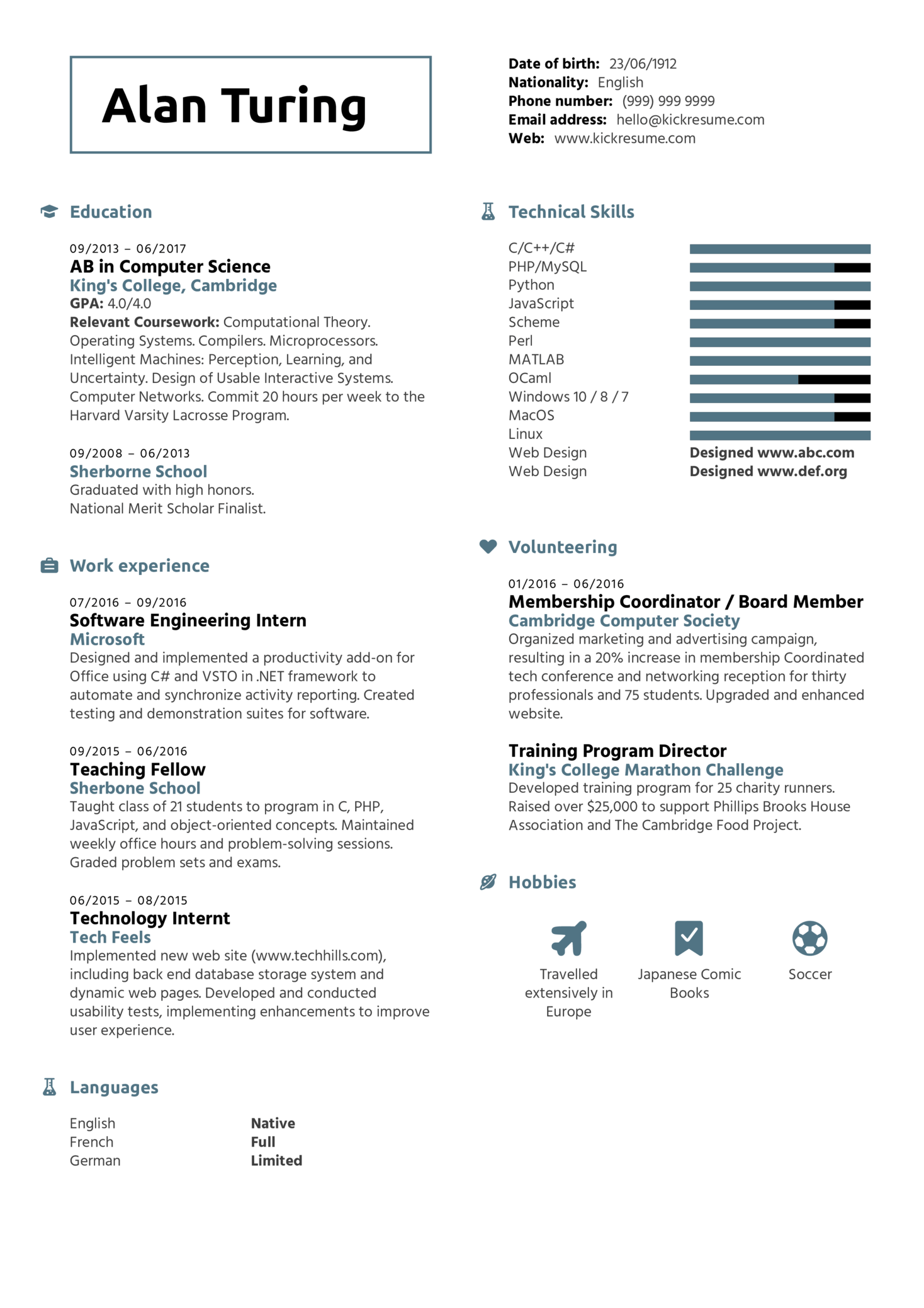 Resume Examples by Real People: Student Resume Computer Science ...