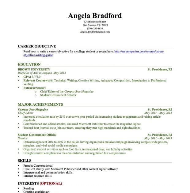 Resume Examples For No Education