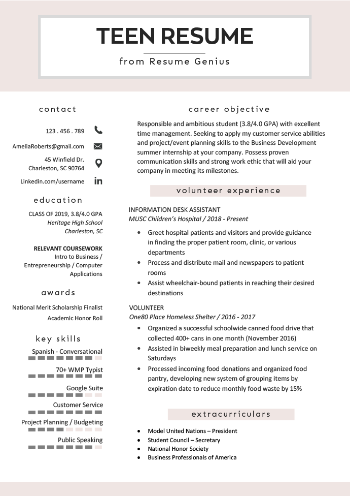 Resume Examples for Teens: Templates &  How to Write
