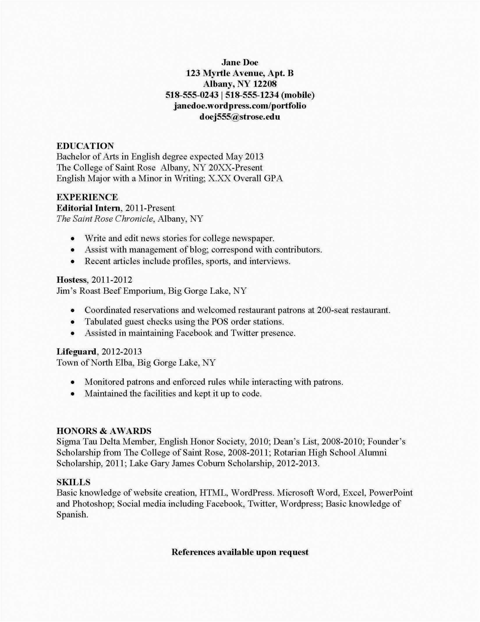 Resume Examples References Available Upon Request