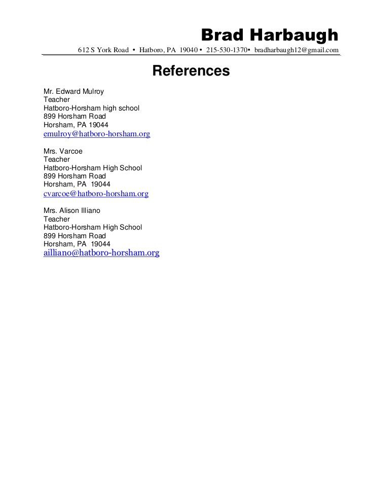 Resume Examples References