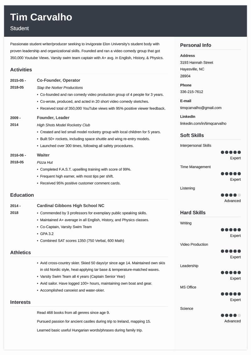 Resume for College Students Schools Of Resumes for College ...