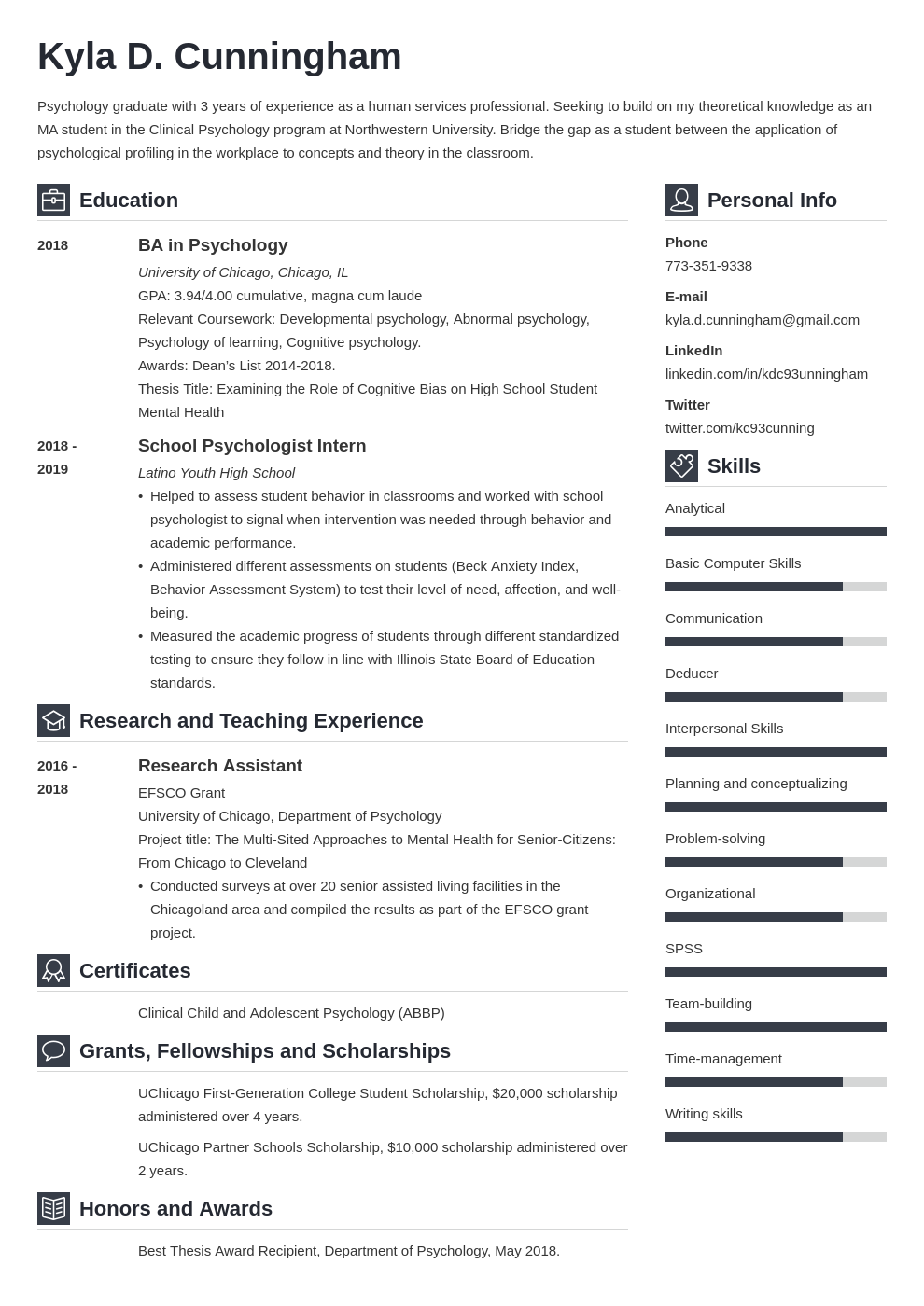 Resume for Graduate School Application (Examples, Template ...