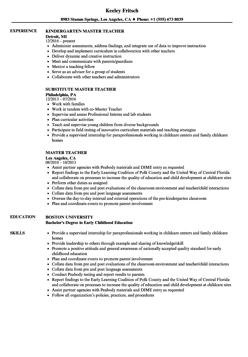 Resume For Masters Application Sample