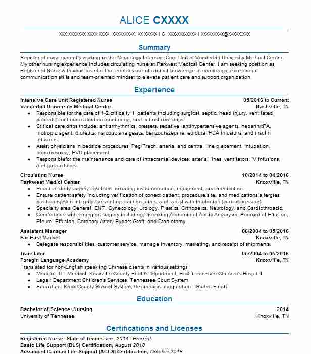 Resume For Registered Nurse With No Experience