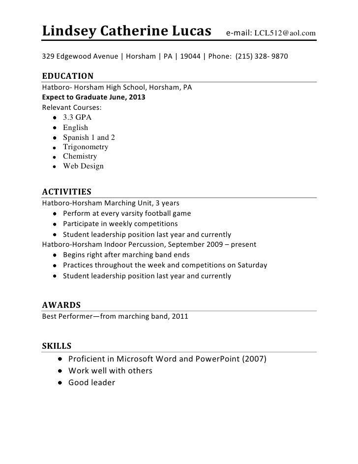 Resume For Teenager First Job / Resume Examples For ...