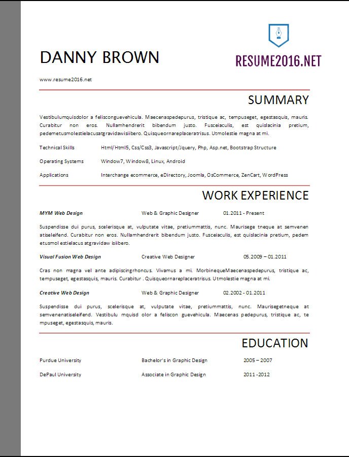 Resume Format 2017