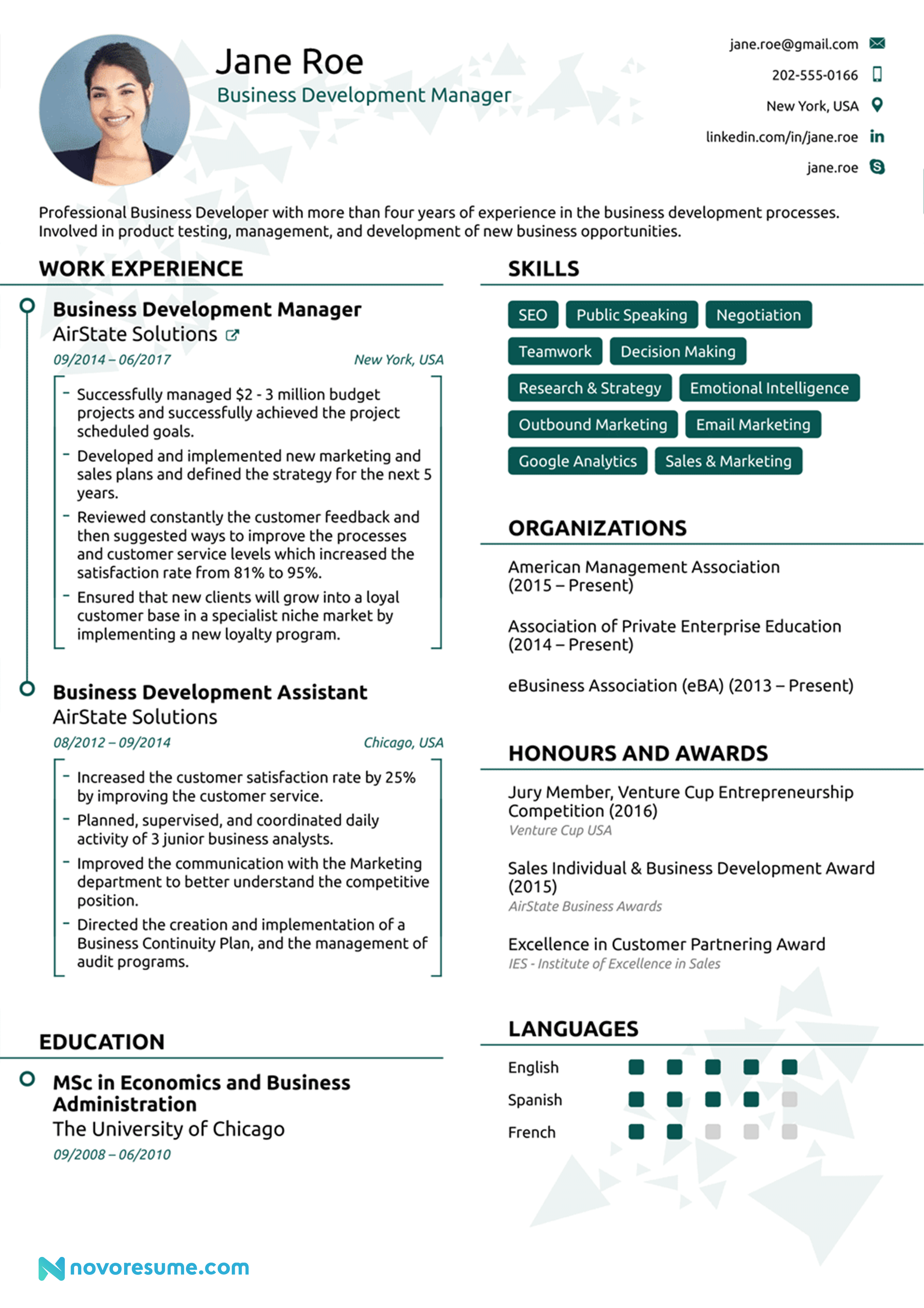 Resume Format 2020 Examples
