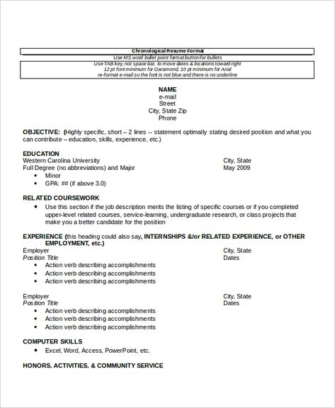 Resume Format After First Job