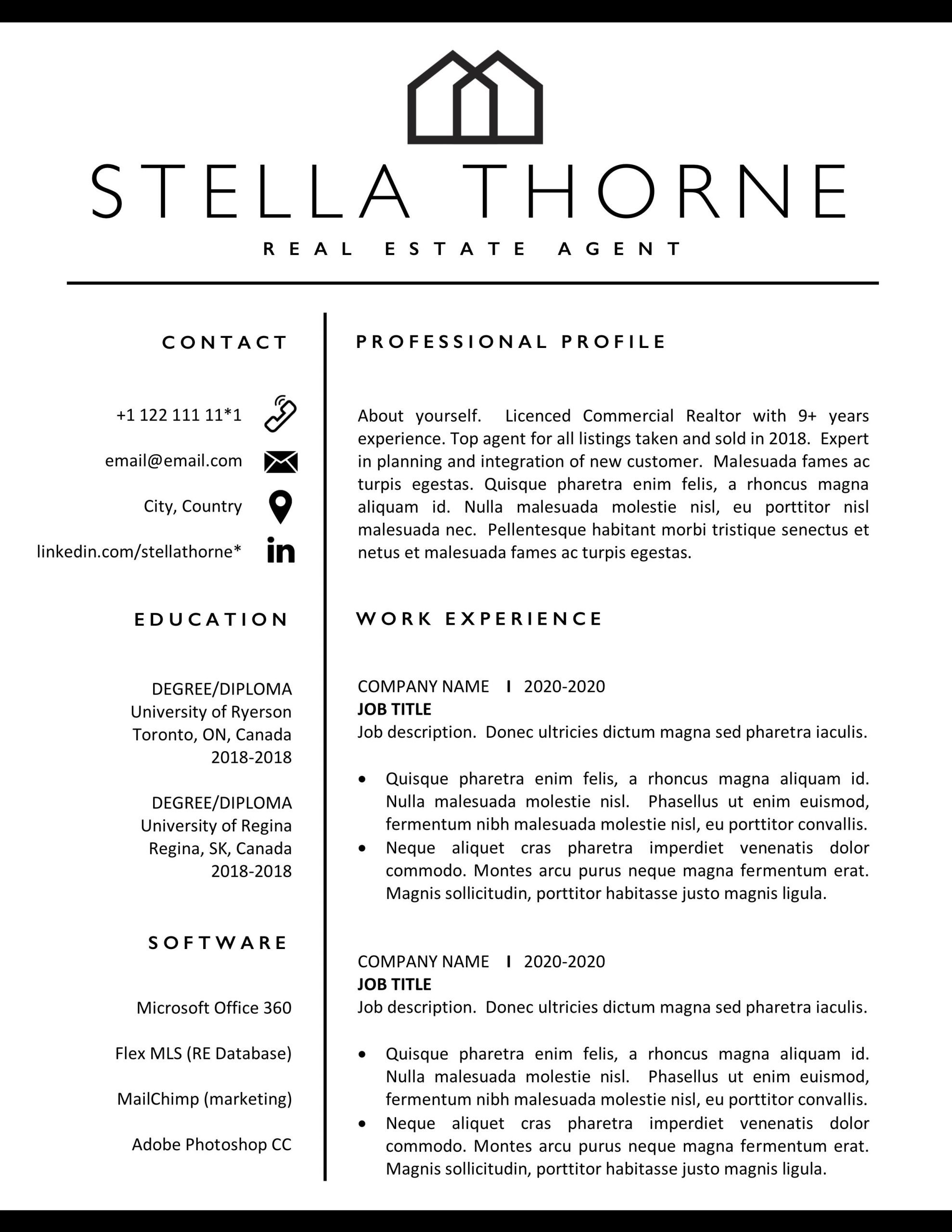 Resume Format For Real Estate Job