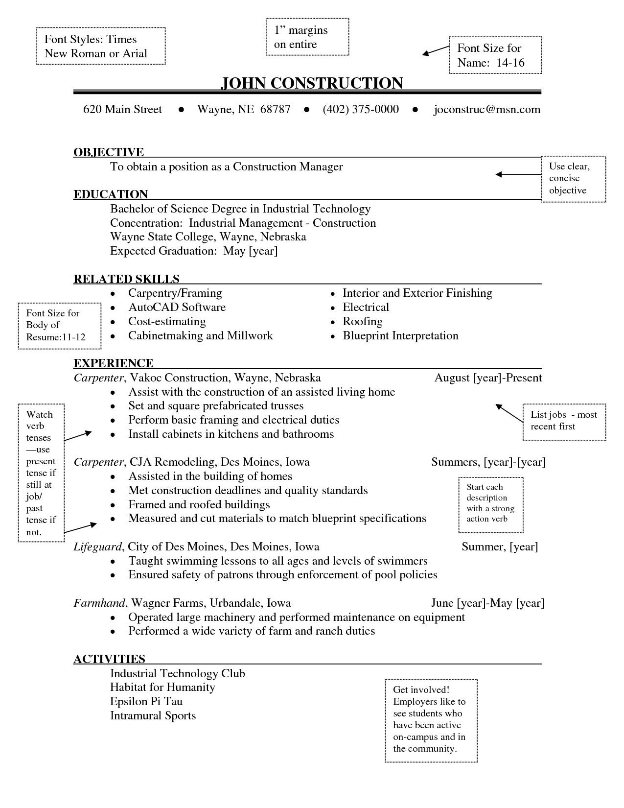 Resume Format Letter Size