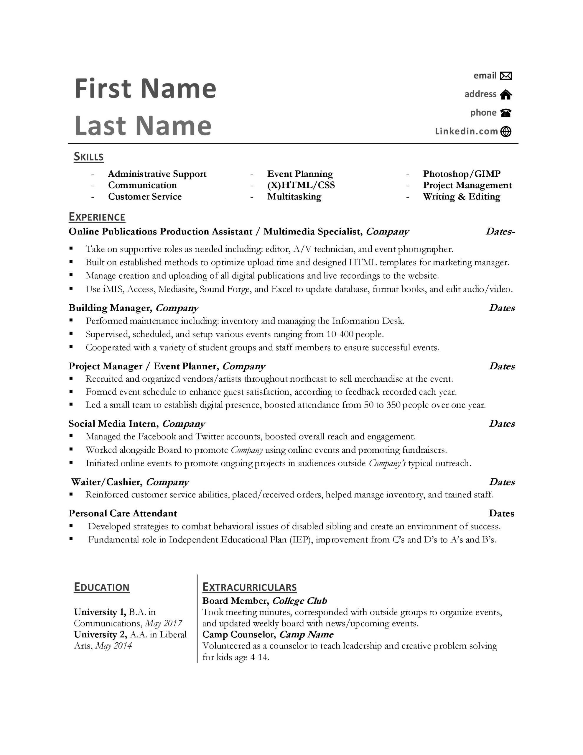 Resume Format Multiple Positions In Same Company