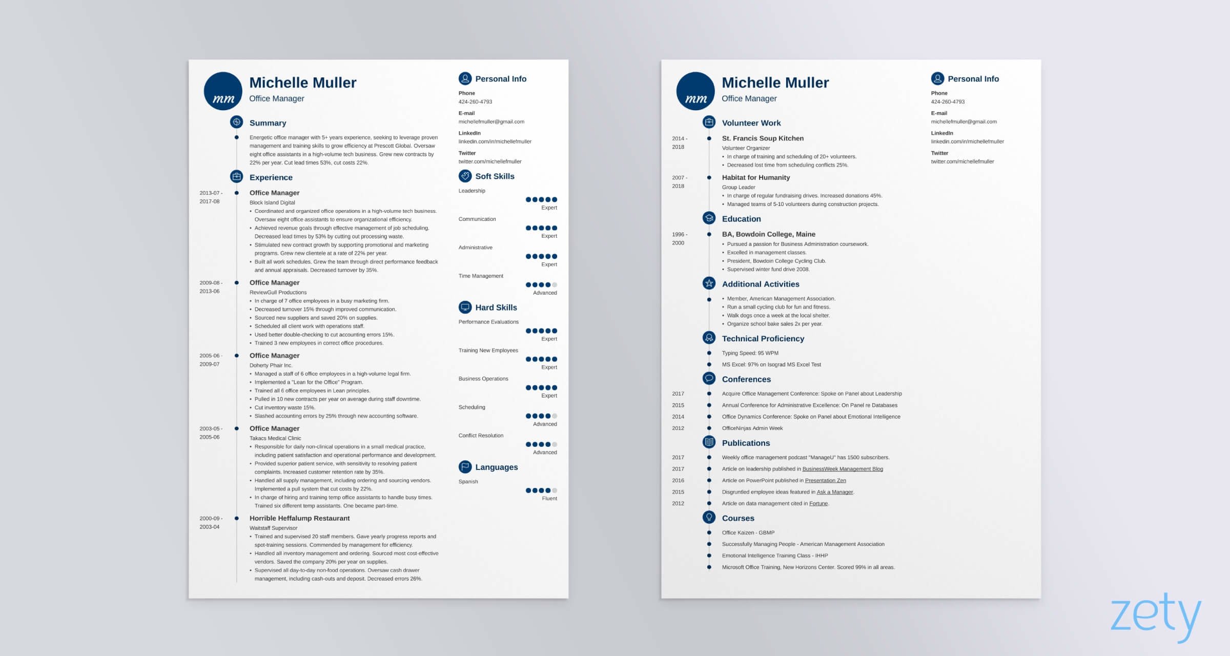 Resume Format Of 2 Pages / Free Two Page Resume Templates ...