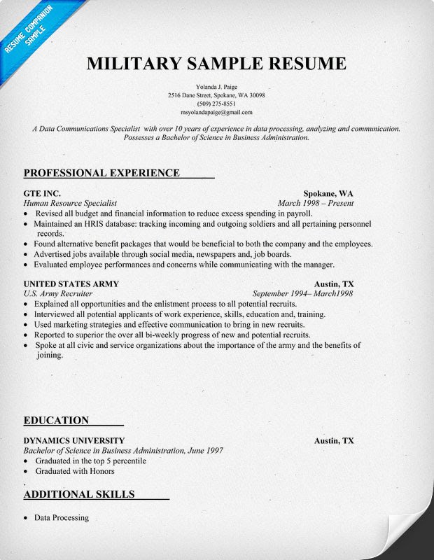 Resume Format: Resume For Military Spouse