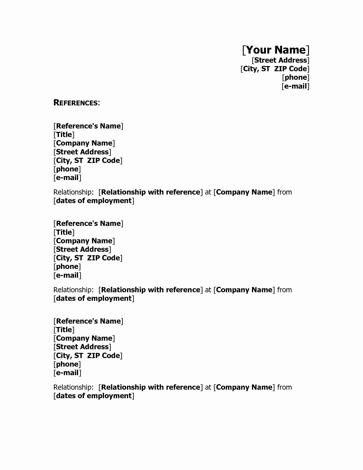 Resume Format With References