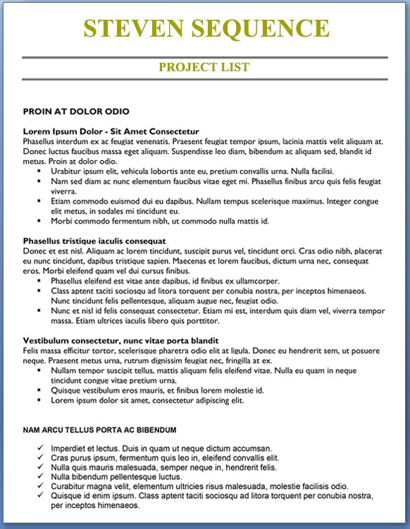 Resume How To List Projects