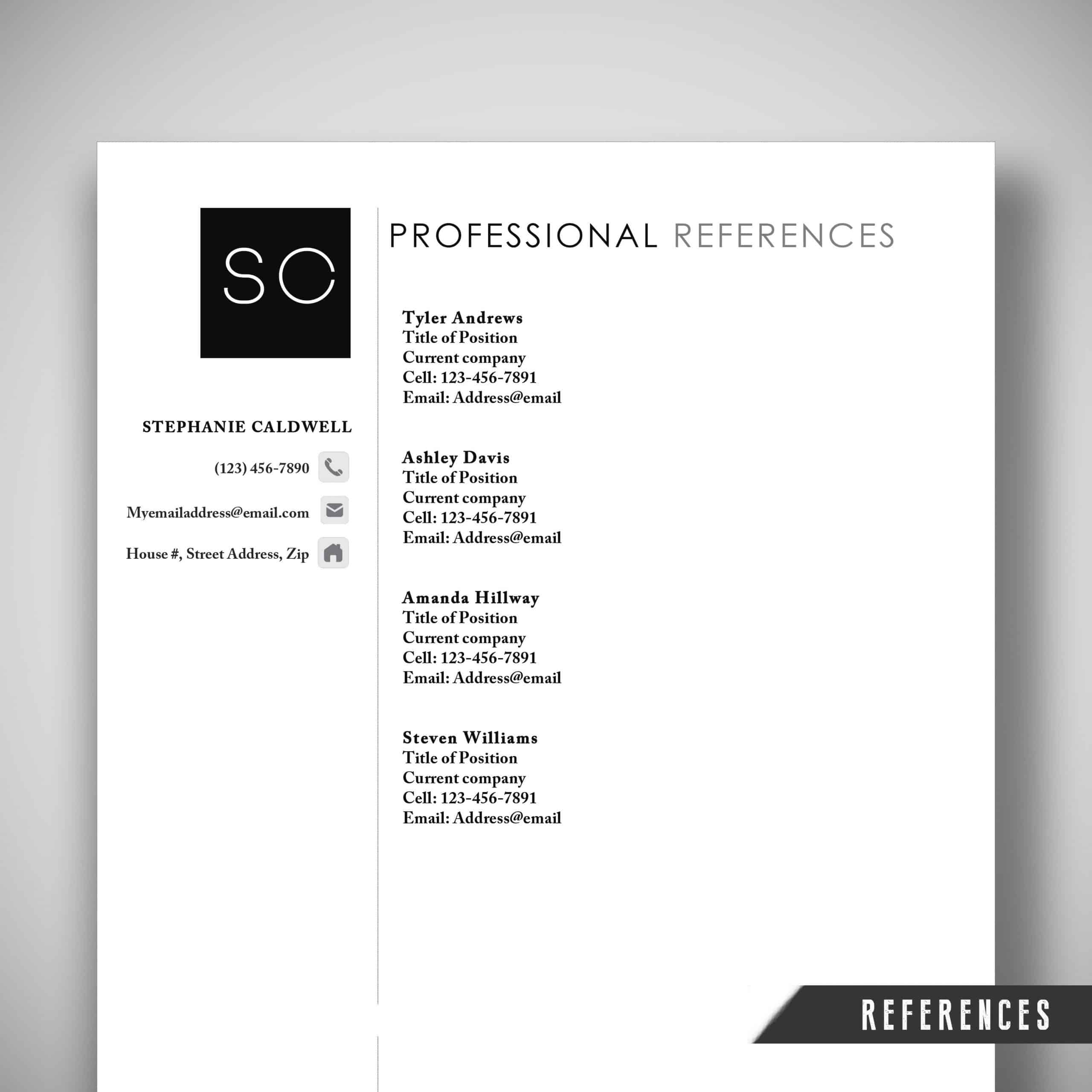 Resume Professional References Format