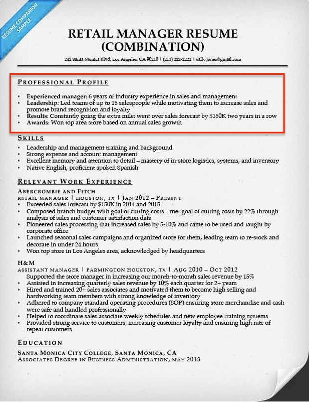 Resume Profile Examples &  Writing Guide