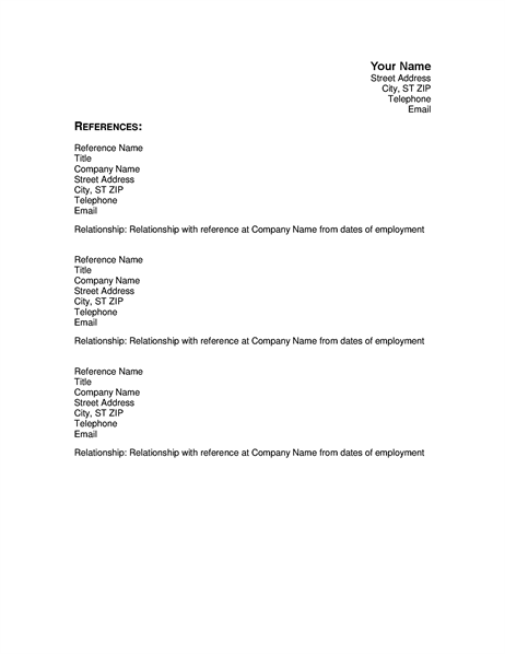 Resume references