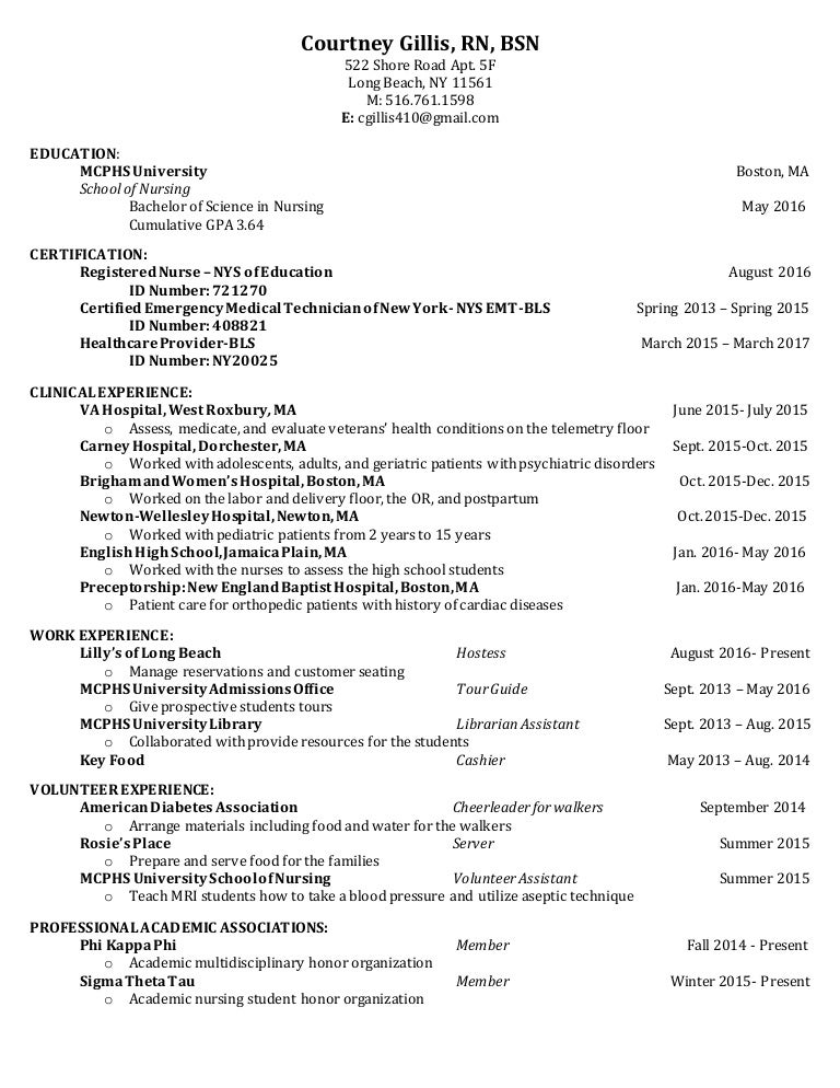 Resume, RN, BSN