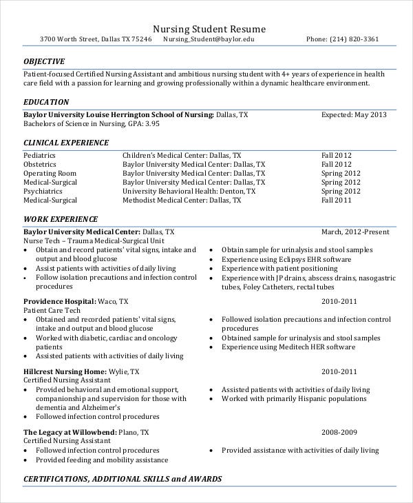 Resume Template Nursing Graduate