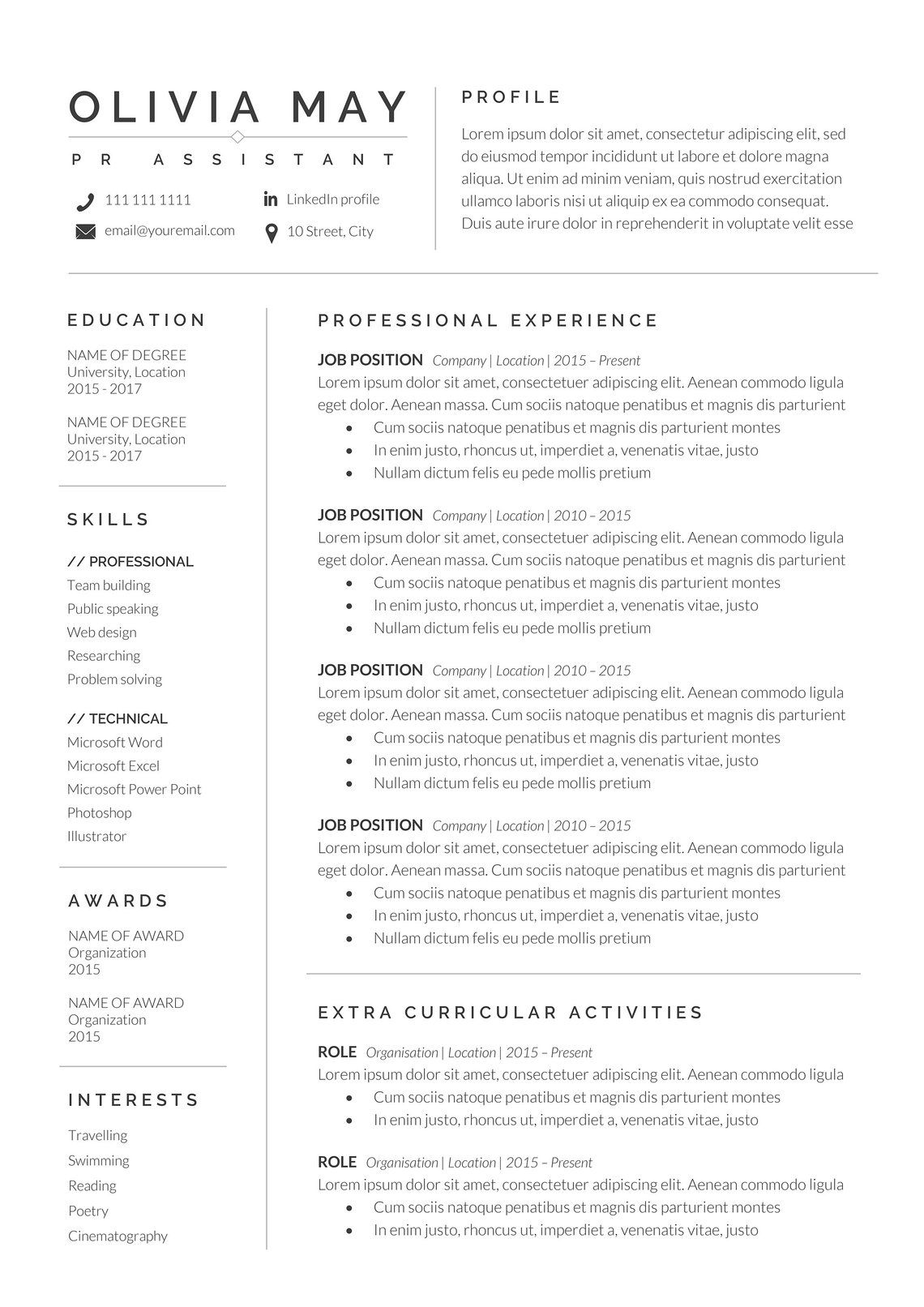 Resume Template Professional Resume CV Template Modern ...