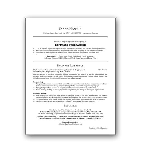 Resume Templates, Chronological Format