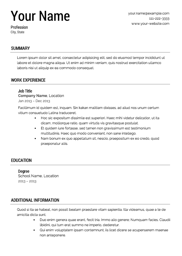 Resume templates for older adults