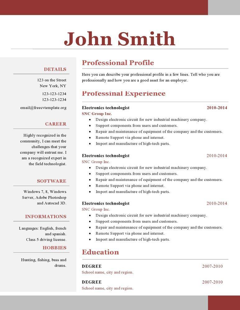 Resume Templates for Pages Fantastic E Page Resume Template Free ...
