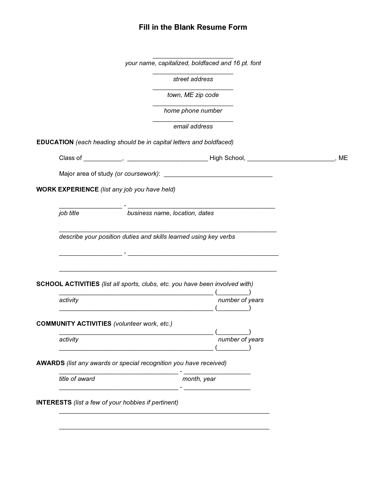 Resume Templates You Can Fill In , #resume # ...
