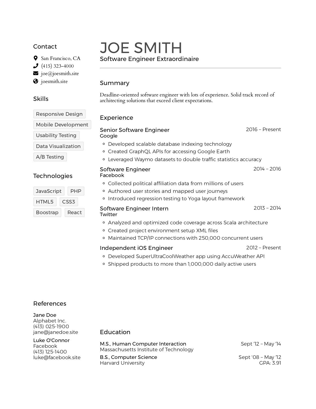 Resumes in HTML, CSS, and JS  Thomas Barrasso  Medium