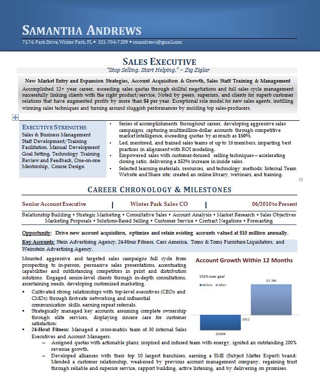 sales_executive_resume  Career Steering Premium Executive Resume ...