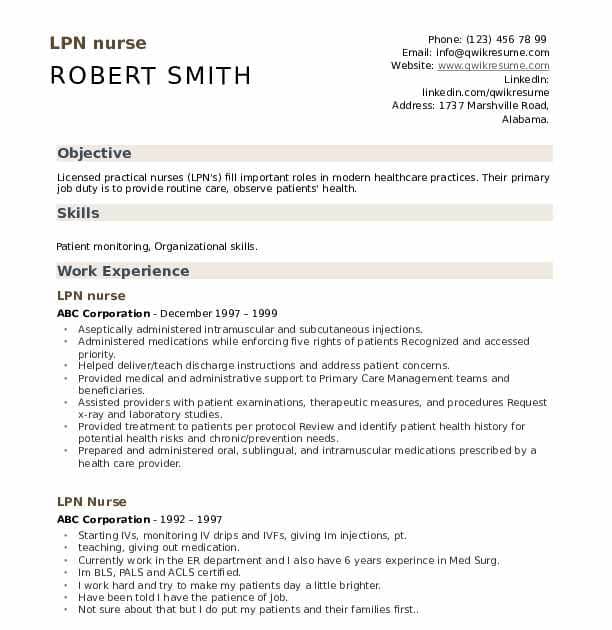 Sample Lpn Resumes / New Grad Nursing Resume template