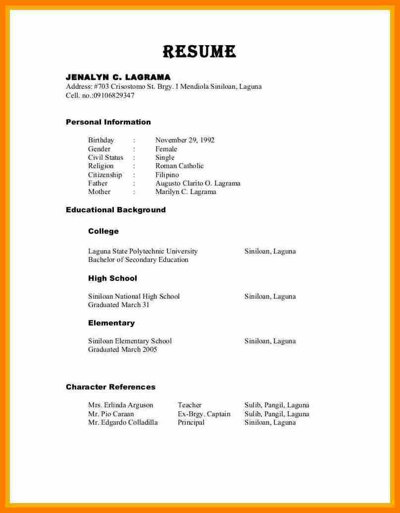 Sample Of Character Resume With Character Reference ...