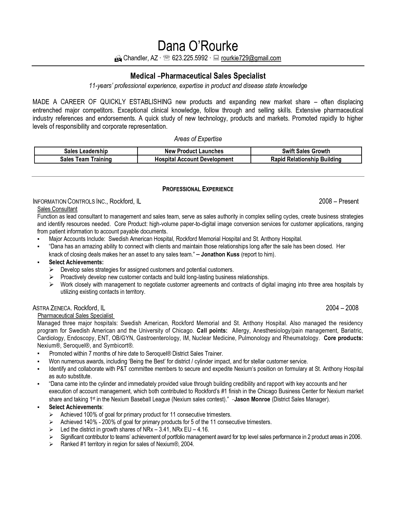 Sample Resume For Pharmaceutical Industry
