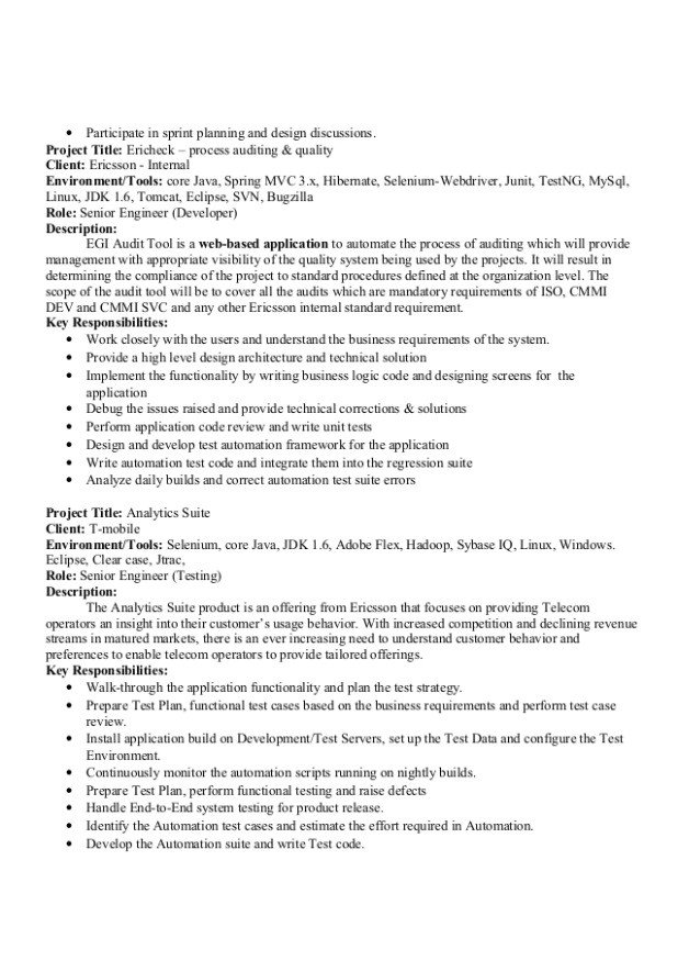 Sample Resume for Qtp Automation Testing
