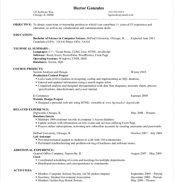 Sample Resume Objective / 5+ entry level phlebotomist resume ...