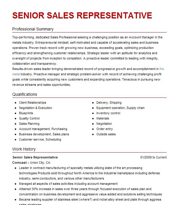 Senior Sales Representative Resume Example Thyssenkrupp Elevator ...