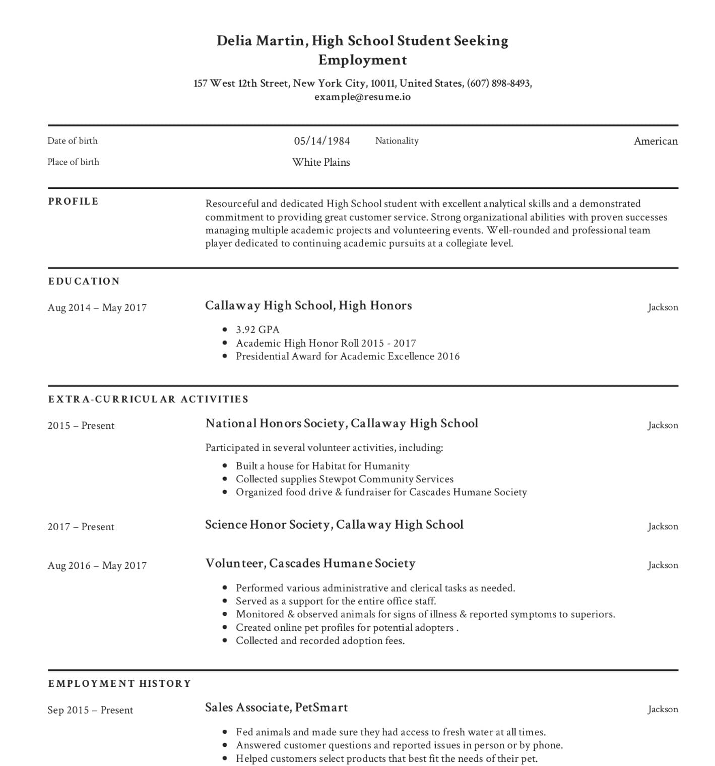 Simple Resume Examples For Students / FREE 10+ Sample Resume For ...