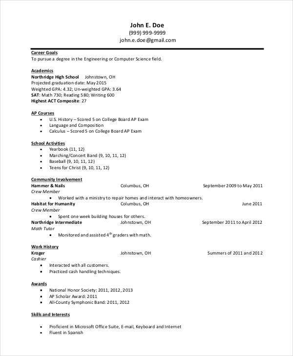 Simple Resume Sample For Students : Student Resume Templates